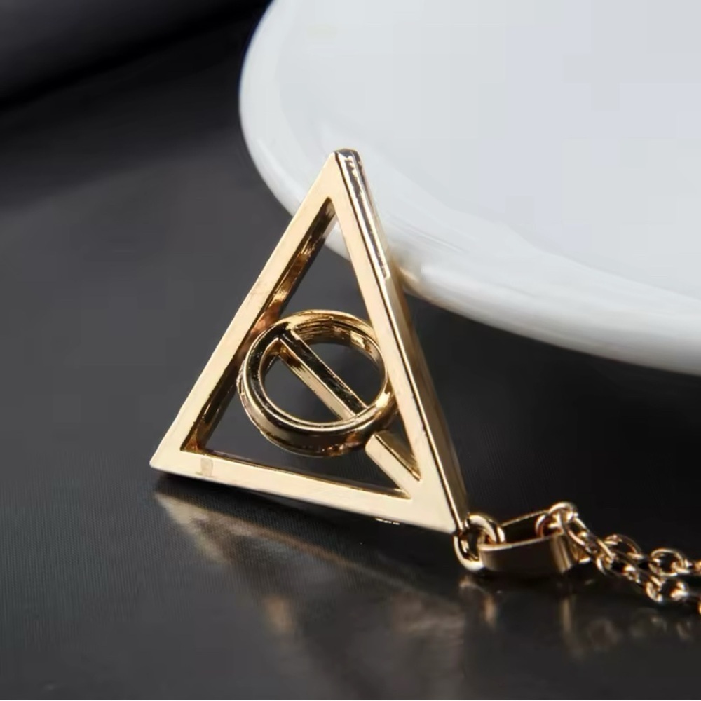 Gold Tone Harry Potterter Deathly Hallows Symbol With Spinning Center Circle - Picture 3 of 8